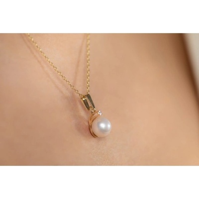 Couple Moderní perlový přívěsek Allexina žluté zlato a zirkon 6620013 0 0 91