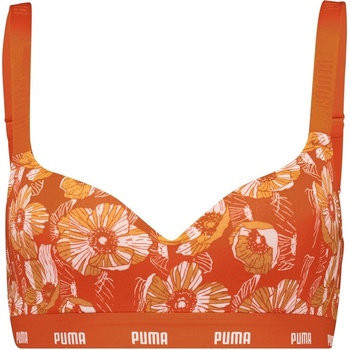 PUMA Women's Print Low Impact Sports Bra - Flame Orange