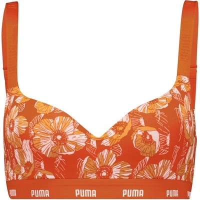 PUMA Women's Print Low Impact Sports Bra - Flame Orange