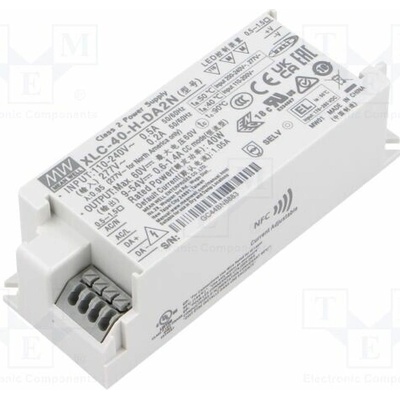 MEAN WELL XLC-40-H-DA2N Napájecí zdroj: spínaný; LED; DALI 2; 40W; 9÷54VDC; 600mA÷1,4A