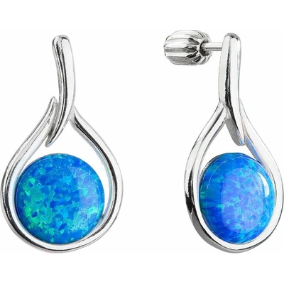 Pavona stříbrné visací kapky s modrým syntetickým opálem 11336.3 Blue s. Opal