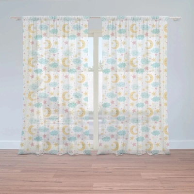 Sablio Záclony Mesiac a modré obláčiky: 2ks 150x250cm