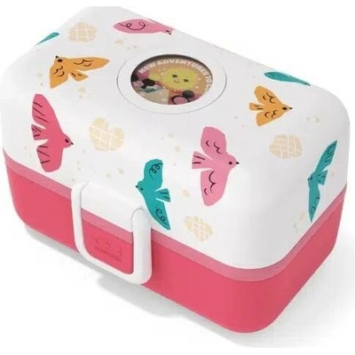 Monbento Dětský obědový bento box na jídlo Tresor Graphic Pink Birds 800ml