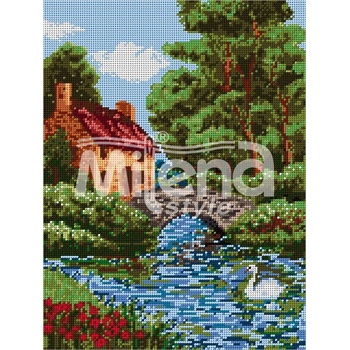 Milena Style Мелница край реката - гоблен със схема конци Ariadna 1: 4