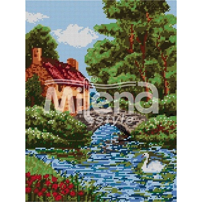 Milena Style Мелница край реката - гоблен със схема конци Ariadna 1: 4