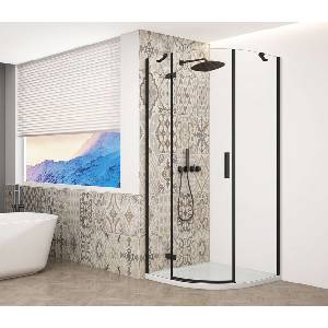 SAPHO Trinity - Четвърткръгла душ кабина 90x90 см, лява, прозрачно стъкло/черна GT6590CL-B (GT6590CL-B)