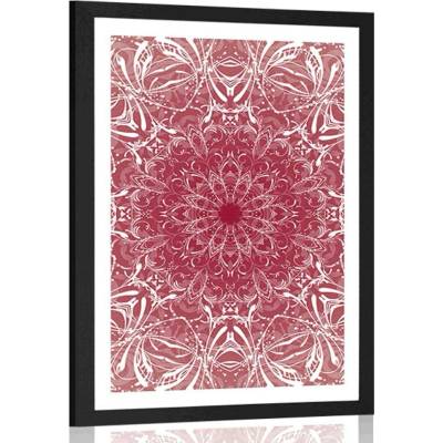 Plakát s paspartou růžová rozeta - 40x60 black