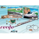 Pequetren vysokorychlostní vlak Renfe Ave s horským tunelem a stanicí