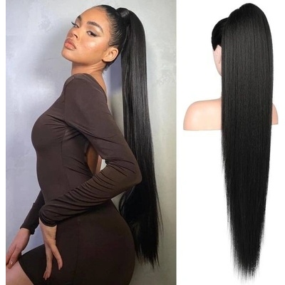 Flufymooz Ponytail Extension, 91 cm dlouhý rovný culík se stahovací šňůrkou, kudrnatý syntetický