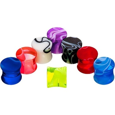 Šperky eshop sedlový plug do ucha barevný mramorový vzor C35.13 modrá