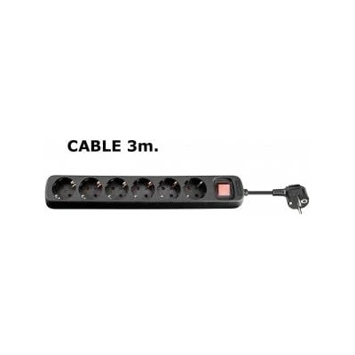 MicroConnect 6-way Schuko Socket on/off switch 3M Black With ON/OF switch and child protection