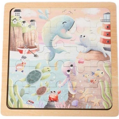 eliNeli Dřevěné puzzle Mořský svět, 25 dílků