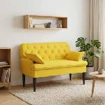 vidaXL Двуместен диван с копчета Светло жълто 111 x 68 x 80 см Текстил (42041805)