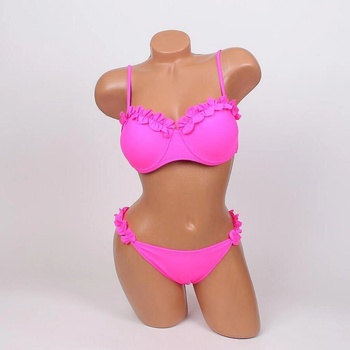 Image 1 of Неоново розов дамски бански с ефектни къдрички - чашка b