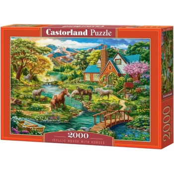 Castorland Пъзел Castorland от 2000 части - Идилична къща с коне (C-200931-2)