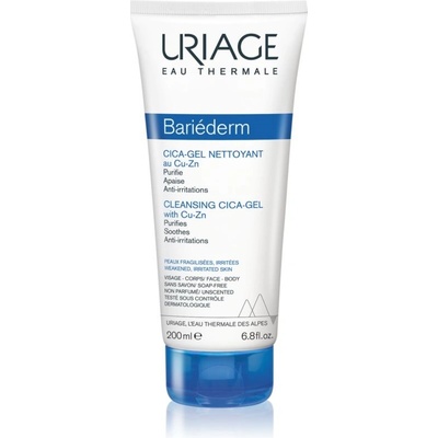 Uriage BariédermCICA Cleansing gél with CopperZinc upokojujúci čistiaci gél na popraskanú pokožku 200 ml
