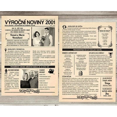 Dárek ke stříbrné svatbě: Noviny k výročí svatby 2001