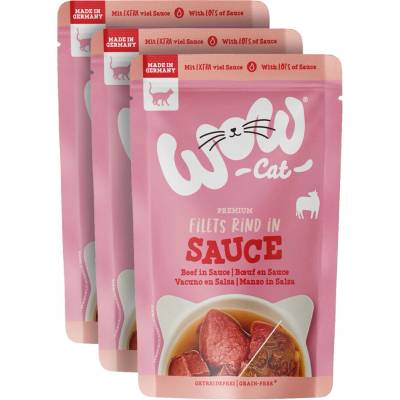 WOW Cat Sauce Hovězí Adult 3x 85 g
