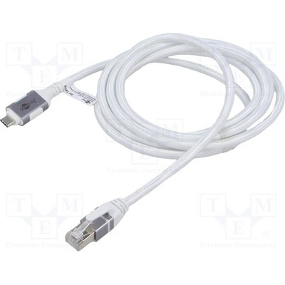 Goobay 74177 USB 3.1, RJ45 vidlice,USB C vidlice, niklovaný, 3m, bílý