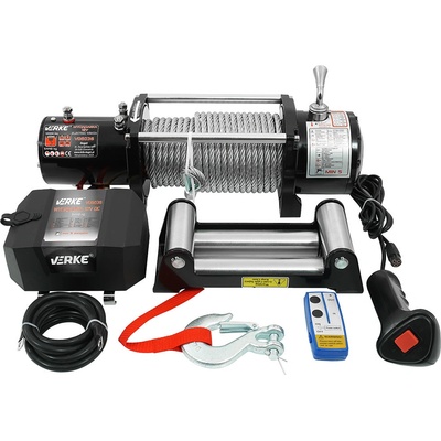 VERKE Elektrický naviják 12V, 12000 lbs, ocelové lano 24m VERKE V06036