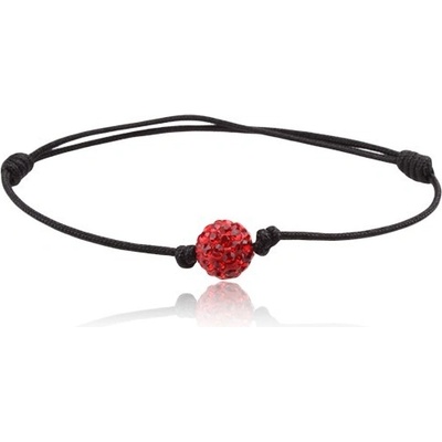 Šperky eshop náramek Shamballa černá šňůrka s červenou zirkonovou kuličkou Q17.10