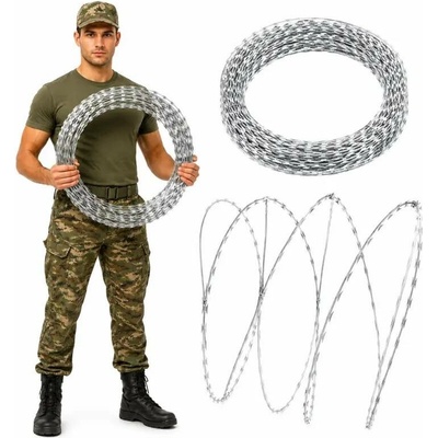 Greatstore NATO pozinkovaný žiletkový ostnatý drát - 60 m