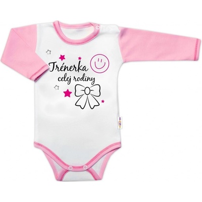 Baby Nellys Body dlhý rukáv s vtipným textom Trenérka celé rodiny