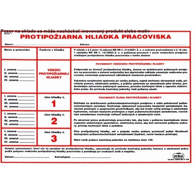 Piktogram Protipožiarna hliadka pracoviska Plast A4