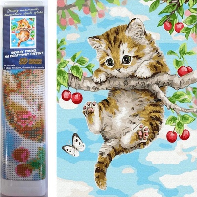 Norimpex Diamantové malování Koťátko na třešni 30 x 40 cm