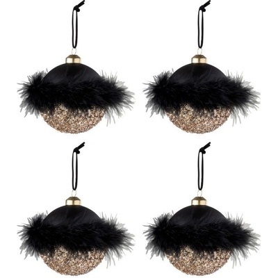 4ks zlatočerné vánoční koule Baubles Ø 11 cm J-Line by Jolipa