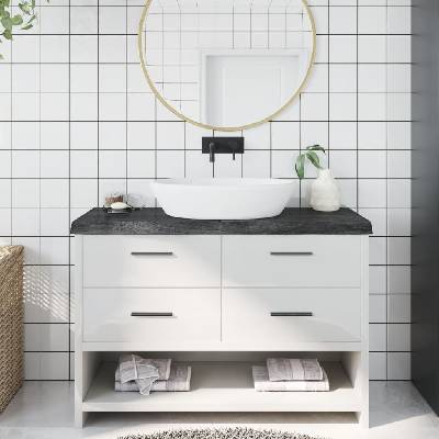 vidaXL Плот за баня тъмнокафяв 120x50x(2-6)см обработено масивно дърво (3156238)