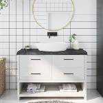 vidaXL Плот за баня тъмнокафяв 120x50x(2-6)см обработено масивно дърво (3156238)