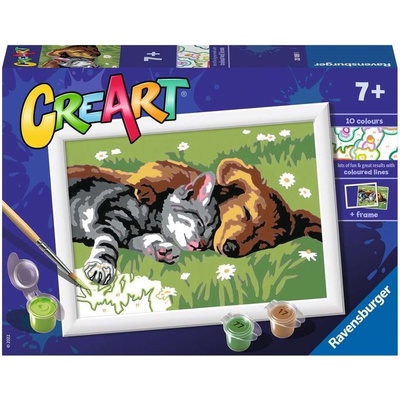 RAVENSBURGER CreArt Malování podle čísel Spící pes a kočka