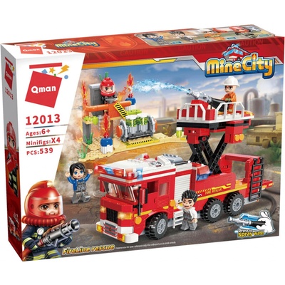 Qman Mine City Fire Line 12013 Cisternová automobilová stříkačka s plošinou