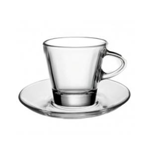 Vitrum - Стъклена чаша с чинийка за топли напитки 80мл BARCHETTA VM-1223020+1183000 (010462)