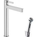 Hansgrohe Смесител за умивалник Hansgrohe Finoris 260 с хигиеничен душ и Push-Open клапан, хромиран (76220000)