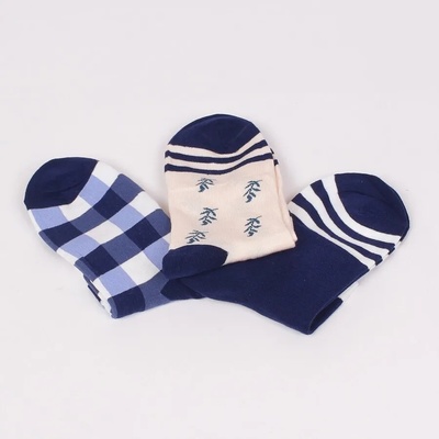 Комплект от 3 чифта чорапи в бяло, синьо и бежово