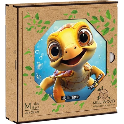 Milliwood Дървен пъзел Milliwood, Hi, I'm little, 46 части - Костенурката Тео (OM-TheoTurtle-5058)