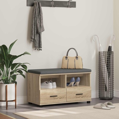 vidaXL Пейка за коридор с възглавница Сонома дъб 80 x 38 x 46 см (891458)