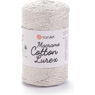 Yarn Art Macrame Cotton Lurex 725 béžová se stříbrnou nitkou