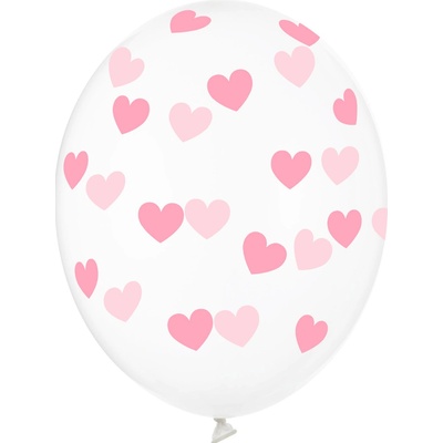 PartyDeco Balonek latex průhledný srdce růžová světlá 30 cm