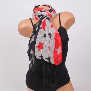 Image 1 of Трицветен дамски шал със звезди