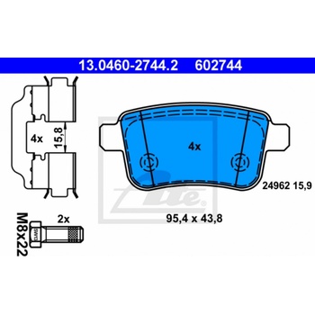 Sada brzdových platničiek, vždy 4 kusy v sade ATE 13.0460-2744.2 (13046027442)