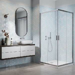 Radaway Квадратна душ кабина с плъзгащи се врати Radaway Alienta 80x80 см хром-прозрачна (10238080-01-01)