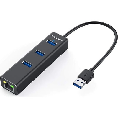 TeckNet EHU01043BA02-V2 USB 3.0 HUB Ethernet Network Adapter - USB адаптер с USB хъб и Ethernet порт