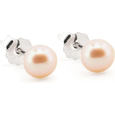 Rafity stříbrné náušnice se starorůžovou perlou E0206PZ-20