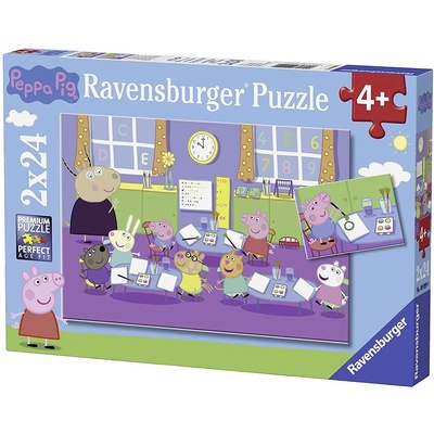 Ravensburger - Puzzle 2x24 Prasiatko peppa v škole - 40 - 99 piese