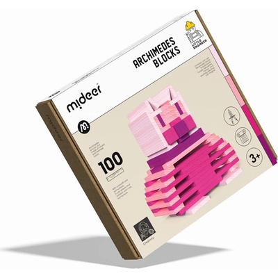 MiDeer Dřevěné stavební kostky CITY BLOCKS růžové -100 ks