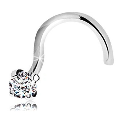 Šperky Eshop diamantový piercing do nosu v bílém zlatě blýskavý čirý briliant BT500.16