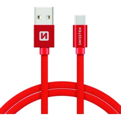 Swissten 71521206 USB 2.0 typ A na C, USB 2.0, zástrčka A - zástrčka C, opletený, 1,2m, červený